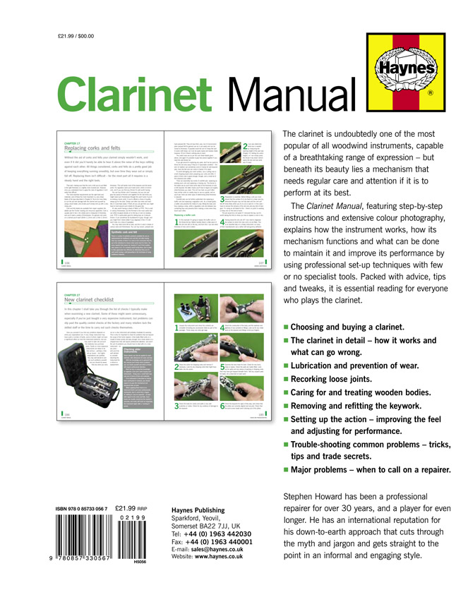 Haynes Clarinet Manual rear cover